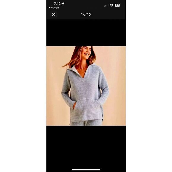 Faherty Whitewater French Terry Blue White Pullover Hoodie - Picture 1 of 9